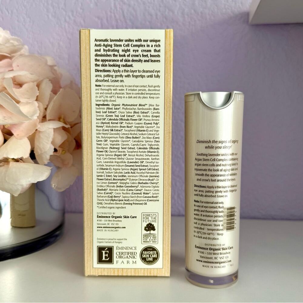 New! EMINENCE Organics Lavender Age Corrective Night Eye Cream, 30ml/1.05oz - Picture 3 of 6